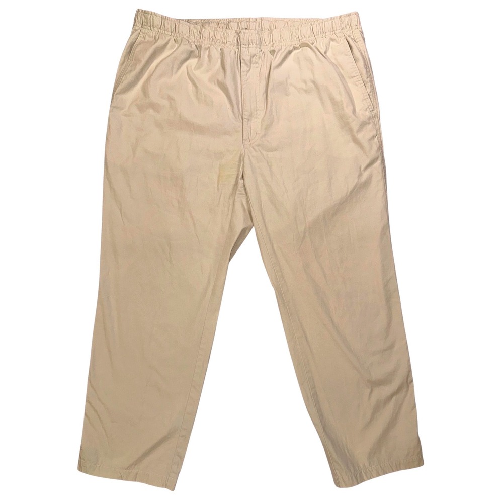 Orvis Men's 44x30 Beige Cotton Elastic Waist Chino Pants Straight Leg